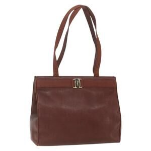Salvatore Ferragamo Vala Shoulder Bag Leather Brown Gold Auth ka1378